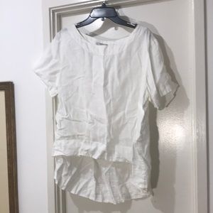 White linen modern short sleeve shirt.